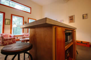 Hand-poured concrete countertop in Upstairs Lounge / Room B